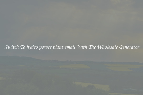 Switch To hydro power plant small With The Wholesale Generator
