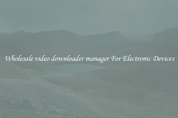 Wholesale video downloader manager For Electronic Devices