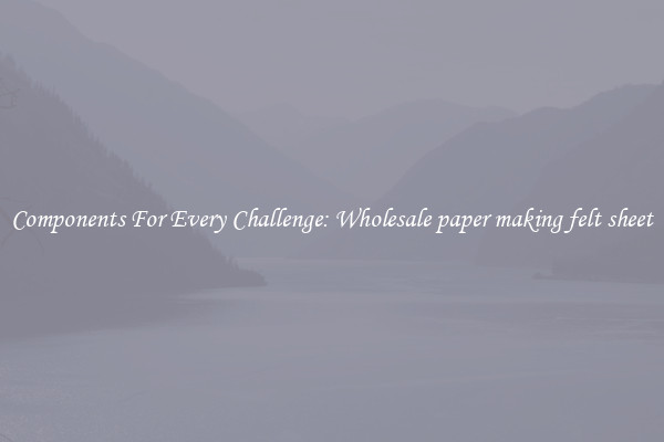 Components For Every Challenge: Wholesale paper making felt sheet